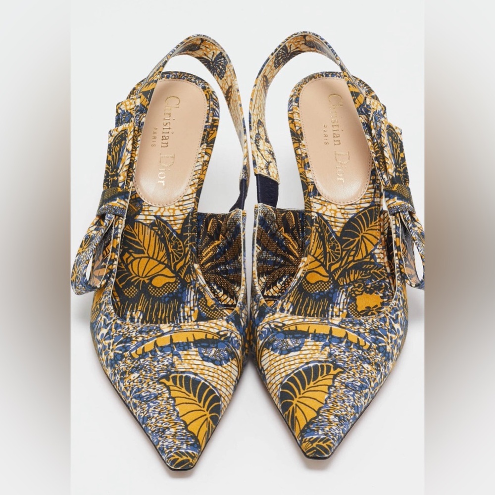 Dior Women's Heels in Yellow and Blue Pattern